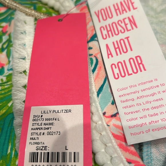 Lilly Pulitzer Harper Shift Dress in Floridita Pink Flamingo pattern Large NWT - Picture 8 of 9